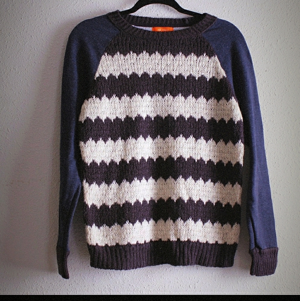 Joe Fresh Grey and White Striped  Sweater